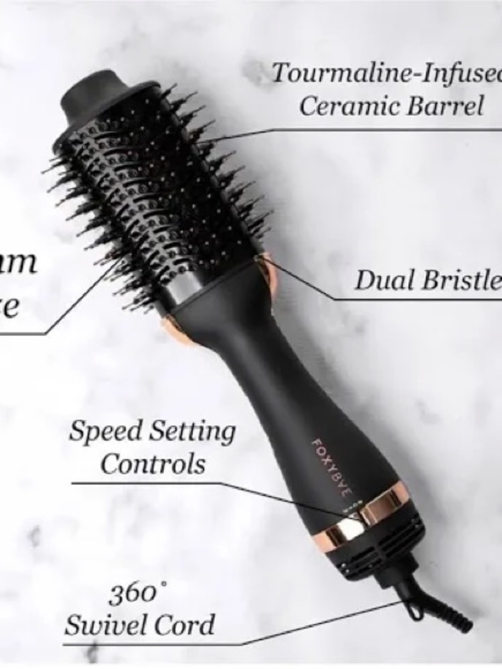 Foxybae Black Tourmaline-Infused Hot Air Styling Brush - Black